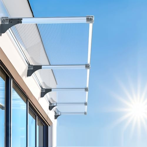 Türvordach Transparent UV Regen- und Schneeschutz Markise für Eingang, Garage, Balkon, Fenster - 120x190cm/47x75cm mit komplettem Zubehör Türvordach Transparent UV Regen- und Schneeschutz Markise für Eingang, Garage, Balkon, Fenster - 120x190cm/47x75cm mit komplettem Zubehör von Generisch