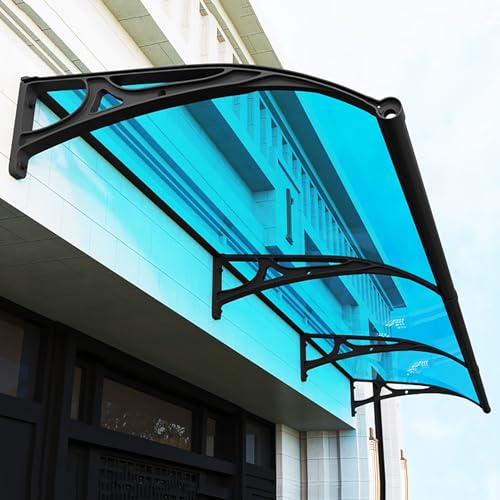 Türvordach aus Aluminium mit Polycarbonat-Abdeckung, UV-Schutz für Regen und Schnee, gebogene Außenmarkise für Terrasse und Veranda, Fenstermarkise für verbesserte Wetterabschirmung von Generisch