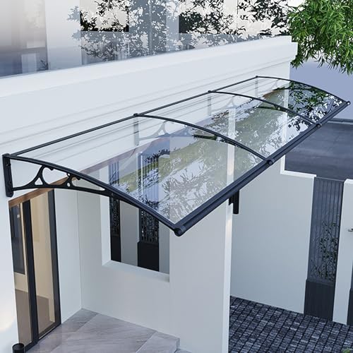 Türvordach für den Außenbereich, Polycarbonat-Markise mit Aluminiumstütze, Vordertür-Festzelt mit großer Dachrinne für Garage, Balkonfenster (B 100 x L 120 cm) von Generisch