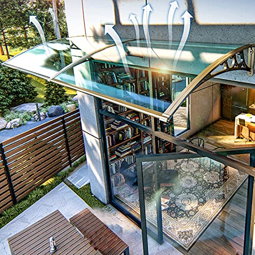 Türvordach gebogen modern mit transparenter Polycarbonat-Abdeckung – 60 x 450 cm für Garten, Terrasse, Veranda, Wetterschutz & stilvolle Eingangslösung von Generisch