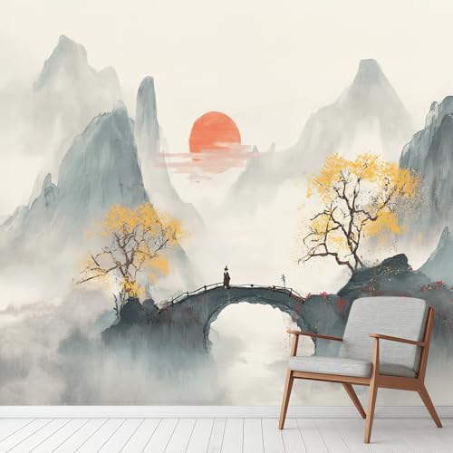 Tuschemalerei Berge Brücke Sonne Tapete Selbstklebende Fototapete Natur Landschaft Tapeten Chinesischen Stil Wandtapete Vinyl Wasserdicht Wandaufkleber für Wohnzimmer Schlafzimmer Küchen 400x280 cm Tuschemalerei Berge Brücke Sonne Tapete Selbstklebende Fototapete Natur Landschaft Tapeten Chinesischen Stil Wandtapete Vinyl Wasserdicht Wandaufkleber für Wohnzimmer Schlafzimmer Küchen 400x280 cm von Generisch
