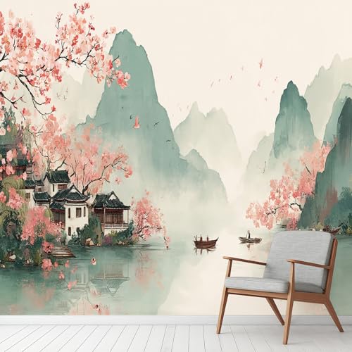 Tuschemalerei Sakura Baum Boot Tapete Selbstklebende Fototapete Chinesische Architektur Tapeten Berge Natur Wandtapete Vinyl Wasserdicht Wandaufkleber für Wohnzimmer Schlafzimmer Küchen 400x280 cm Tuschemalerei Sakura Baum Boot Tapete Selbstklebende Fototapete Chinesische Architektur Tapeten Berge Natur Wandtapete Vinyl Wasserdicht Wandaufkleber für Wohnzimmer Schlafzimmer Küchen 400x280 cm von Generisch