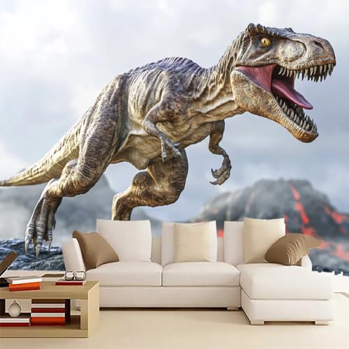 Tyrannosaurus Rex Fototapete selbstklebend 3D Effekt Dinosaurier Wandgemälde Tapete für Wände Schlafzimmer Wohnzimmer Schlafzimmer TV-Hintergrund Kinderzimmer Dekoration （150 x 100 cm） von Generisch