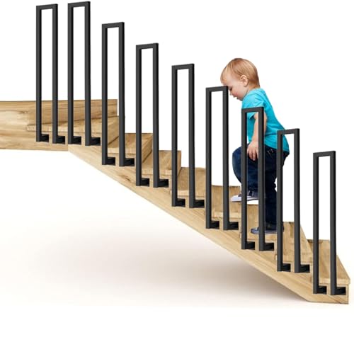 U-förmiger Treppenhandlauf, Handläufe Treppen, Treppengeländer Außen, Glasgeländer Nordische Moderne Seitlic Angebrachtes Schmiedeeisernes, Geländer Treppe für Villen, Wohnungen (35cm, Schwarz) von Generisch