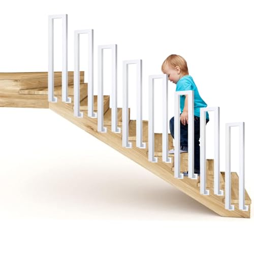 U-förmiger Treppenhandlauf, Handläufe Treppen, Treppengeländer Außen, Glasgeländer Nordische Moderne Seitlic Angebrachtes Schmiedeeisernes, Geländer Treppe für Villen, Wohnungen (75cm, Weiß) von Generisch