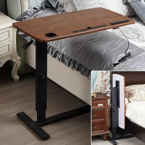 Überbetttisch mit Rollen und USB-Anschlüssen, Nachttisch, faltbares Design, versteckte Rollen, Steckdose, Getränkehalter – ideal für Schlafzimmer und Wohnzimmer von Generisch