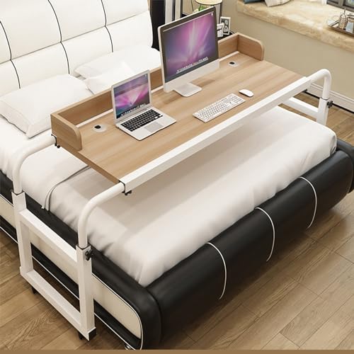 Überbetttisch mit bremsbaren Rädern, verstellbarer rollbarer Laptop-Schreibtisch, Höhe und Breite verstellbar, multifunktionaler Schreibtisch für einfache Nutzung Überbetttisch mit bremsbaren Rädern, verstellbarer rollbarer Laptop-Schreibtisch, Höhe und Breite verstellbar, multifunktionaler Schreibtisch für einfache Nutzung von Generisch