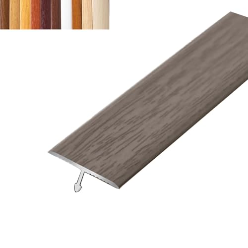 Übergangsleiste Übergangsprofil PVC-T-Formleisten Holzmaserung Teppich-/Bodenübergangsleiste für Flache Spaltabdeckung Übergänge Von Holzplatten Zu Fliesen(Gray Oak,3.3CM*90CM) von Generisch