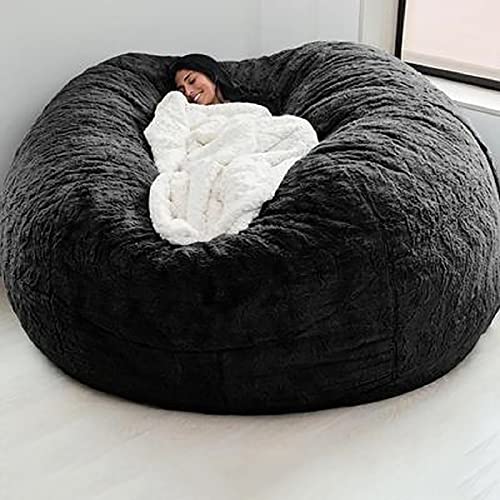 Übergroße, weiche, flauschige Sitzsack-Stuhlbezug, gemütliches rundes Sofa für ultimativen Komfort, riesige faule Liege (Füllstoff nicht im Lieferumfang enthalten) von Generisch