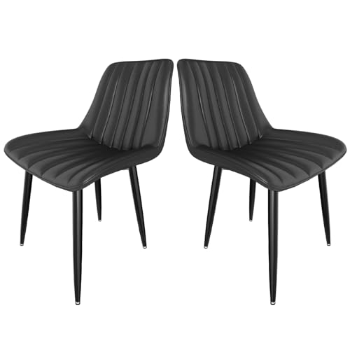 Übergroße Esszimmerstühle 2er-Set, schwarzes PU-Leder, gepolsterte Küchenstühle mit Rückenlehne, maximale Tragkraft 180 kg, stilvoll und bequem für Esszimmer Übergroße Esszimmerstühle 2er-Set, schwarzes PU-Leder, gepolsterte Küchenstühle mit Rückenlehne, maximale Tragkraft 180 kg, stilvoll und bequem für Esszimmer von Generisch