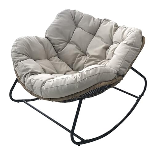 Übergroßer Schaukelstuhl mit Kissen – Indoor Outdoor Patio Lounge Rocker für 2 Personen – Bequemer Eierstuhl für Wohnzimmer, Garten, Hinterhof von Generisch