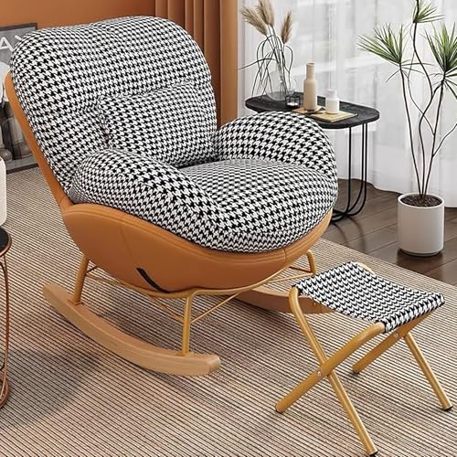 Übergroßer Schaukelstuhl mit Ottomane - Ergonomischer Stillstuhl zum Stillen, bequeme Armlehnwippe für Schlafzimmer und Wohnzimmer von Generisch