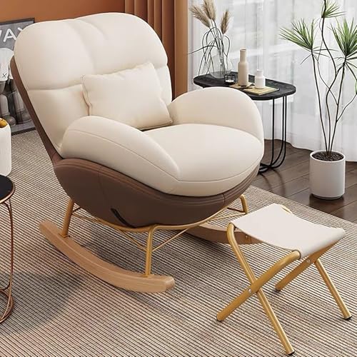 Übergroßer Schaukelstuhl mit Ottomane - Ergonomischer Stillstuhl zum Stillen, bequeme Armlehnwippe für Schlafzimmer und Wohnzimmer von Generisch