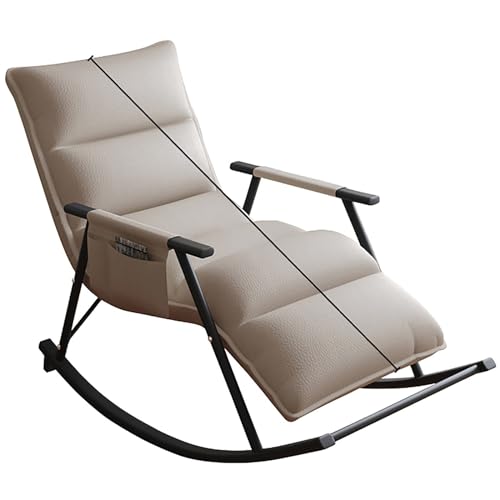Übergroßer Schaukelstuhl mit Stahlrahmen und gepolstertem Kissen – bequemer Outdoor-Rasenstuhl für Terrasse, Hinterhof, Balkon, Veranda – 150 kg Tragkraft von Generisch