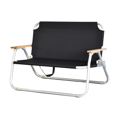Übergroßer faltbarer Doppel-Campingstuhl mit Armlehne aus Holz und Getränkehaltern – tragbarer Loveseats für Terrasse, Picknick, Garten, Strand von Generisch
