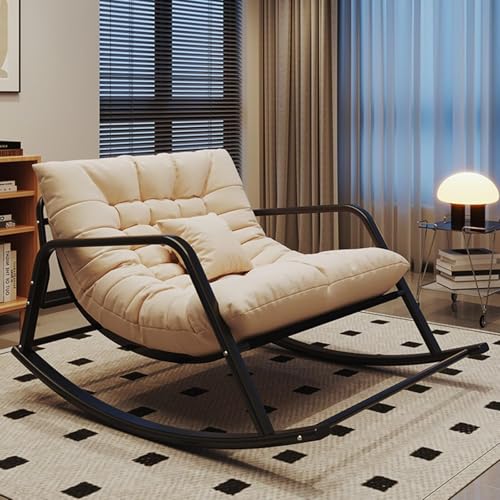 Übergroßer moderner Terrassen-Schaukelstuhl – hohe Rückenlehne, bequemer Sessel für Wohnzimmer und Schlafzimmer, 200 kg Kapazität, stilvoller Eisenrahmen, mehrfarbiges Design, 92 x 137 cm von Generisch