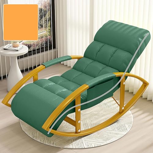 Übergroßes Freizeit-Schaukelstuhl- und Fußhocker-Set, verstellbare Terrassen-Liege für Wohnzimmer und Balkon, bequemer Outdoor-Schaukelstuhl in Smaragdfarbe von Generisch