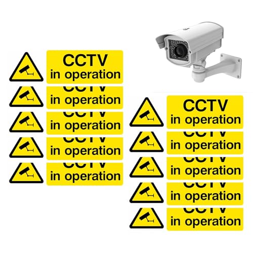 Überwachungskamera Hinweisschild | Selbstklebende Kameraschilder für die Sicherheit zu Hause | 10 Stück wetterfeste lichtbeständige Sicherheitsaufkleber | für Außen Innen Haus Einfahrt Geschäft Überwachungskamera Hinweisschild | Selbstklebende Kameraschilder für die Sicherheit zu Hause | 10 Stück wetterfeste lichtbeständige Sicherheitsaufkleber | für Außen Innen Haus Einfahrt Geschäft von Generisch
