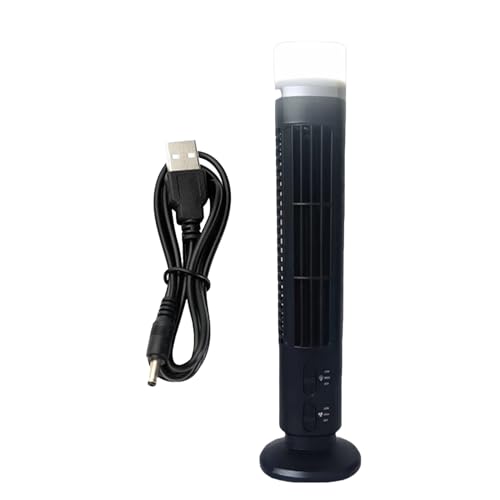 USB-Turmventilator - Rotorloser Tischlüfter mit LED-Nachtlicht | 2.5W Tragbares Standgebläse mit 2 Geschwindigkeitsstufen | Leiser Luftzirkulator für Büro, Schlafzimmer & Wohnheim, Platzsparendes 38cm von Generisch