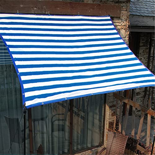 UV-Block-Sonnensegel, blaue und weiße Streifen, rechteckig, für Außenbereich, Terrasse, Garten, Hinterhof, Rasen, 3 x 8 m Größe von Generisch