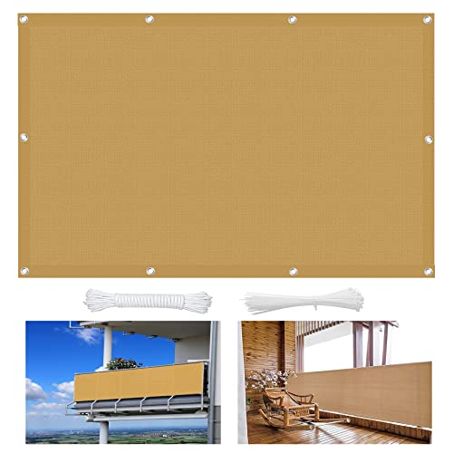 UV Schutz 85% Gartenüberdachung 3,8x8m Khaki Schattensegel mit 1x5m Seilen für Terrasse & Balkon Sichtschutz Outdoor Terrassenabdeckung Wasserdichter Bildschirm für Garten von Generisch