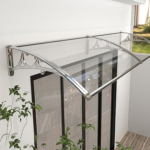 UV-Schutz Haustürvordach 60x90cm Polycarbonat Regenschutz Aluminiumrahmen Terrasse Veranda Abdeckung Transparent Gartenmarkise für den Außenbereich Wetterschutz von Generisch