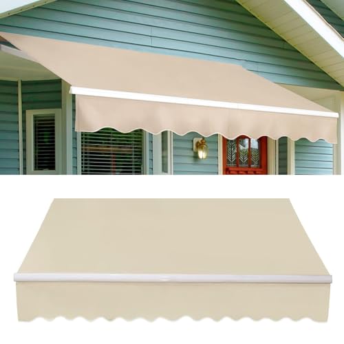 UV-Schutz für den Außenbereich (nur oben), wasserdicht, 100 % Polyester-Leinwand für Terrasse und Garten, Größe: 6 x 2 m, Farbe: Khaki von Generisch