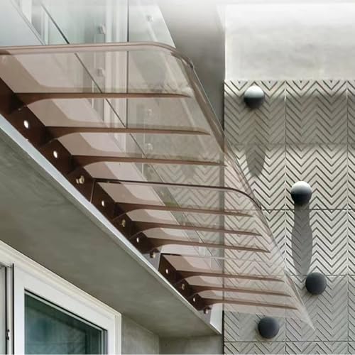 UV-beständiges gewölbtes Türvordach 50x140 cm Braun & Transparent Markise Pultdach-Unterstand für Haustür Regen- & Schneeschutz Strapazierfähige Outdoor-Abdeckung UV-beständiges gewölbtes Türvordach 50x140 cm Braun & Transparent Markise Pultdach-Unterstand für Haustür Regen- & Schneeschutz Strapazierfähige Outdoor-Abdeckung von Generisch