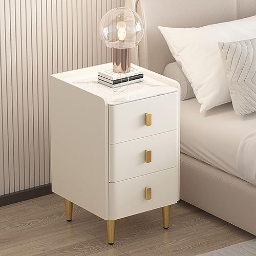 Ultra schmaler Nachttisch aus Holz mit Kunstleder-Steinplatte Desktop, kleiner Schlafzimmerschrank von Generisch