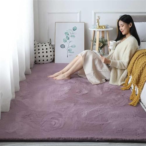 Ultraweicher Kaninchenfell-Teppich – luxuriöser flauschiger Teppich für Wohnzimmer und Schlafzimmer, seidig glatte Matte, lila, 200 x 200 cm, gemütliche Heimdekoration Ultraweicher Kaninchenfell-Teppich – luxuriöser flauschiger Teppich für Wohnzimmer und Schlafzimmer, seidig glatte Matte, lila, 200 x 200 cm, gemütliche Heimdekoration von Generisch