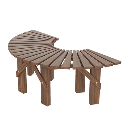 Umlaufende Baumbank, Gartenstuhl Aus Holz, Dekorativer Blumenständer Ohne Rückenlehne for Den Außenbereich, for Park, Hof, Veranda, Rasen(Half-Round) von Generisch