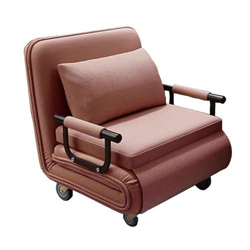 Umwandelbarer Schlafsessel, Rückenlehne mit 6 Positionen, waschbarer Baumwoll-Leinen-Bezug, kompaktes Design mit Bremsrädern, perfekt für kleine Räume, Braun Umwandelbarer Schlafsessel, Rückenlehne mit 6 Positionen, waschbarer Baumwoll-Leinen-Bezug, kompaktes Design mit Bremsrädern, perfekt für kleine Räume, Braun von Generisch
