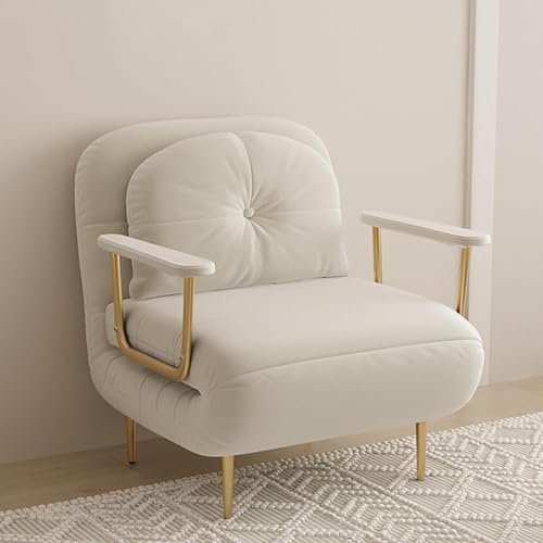 Umwandelbarer Schlafsofa mit verstellbarer Rückenlehne und Kissen, dreifach gefalteter Polstersessel in Weiß. Klappbare Chaiselongue Couch für Freizeit und Komfort von Generisch