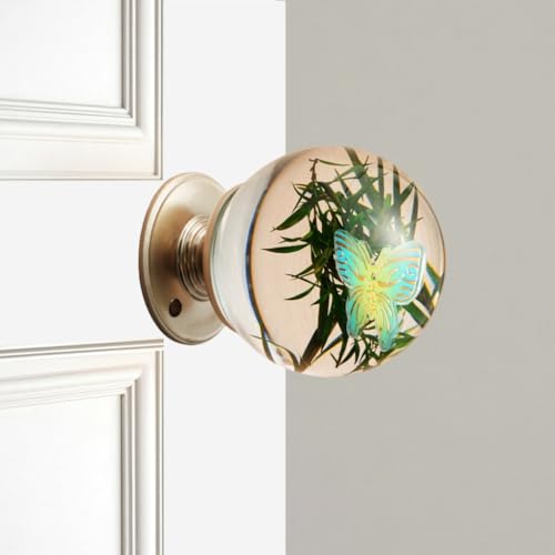 Unique Decorative Door Handle, Round Glass Bead Door Handle, Nature Style Transparent Animal Crystal Doors Knobs Pull Handles, Retro Round Resin Epoxy Flower Doors Knob Retro(I,5cm) von Generisch