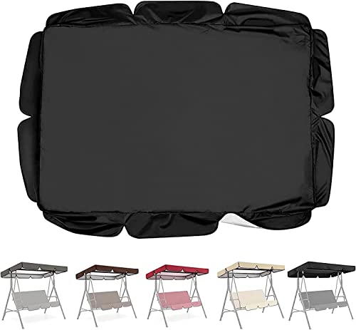 Universal-Ersatzdach für Hollywoodschaukel, Gartenschaukelabdeckung, wasserdichter Sonnenschutz, Outdoor-Terrassenschaukelplatte, schwarz, 195 x 100 cm von Generisch