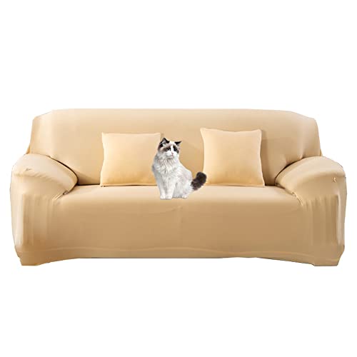 Universal Stretch Sofabezug Super Weich Anti-Rutsch-Couch Schutz für Haustiere (Katze/Hunde) - Passend für 1/2/3/4 Sitzer Sofas (Kaffee 4 Sitzer) von Generisch