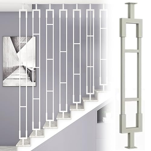 Universal-Treppengeländerpfosten, Metall-Pickets, 45 cm, weiße Handläufe für Treppen, geschmiedete Eisen-Geländerstützen für Holzstufen und Beton Universal-Treppengeländerpfosten, Metall-Pickets, 45 cm, weiße Handläufe für Treppen, geschmiedete Eisen-Geländerstützen für Holzstufen und Beton von Generisch