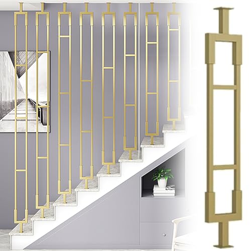 Universal Treppengeländerpfosten, Metall Schmiedeeisen Handlauf für Treppen, Veranda Lattenrost, langlebiges Gold-Finish, 1,6 m Höhe für Holzstufen & Beton Universal Treppengeländerpfosten, Metall Schmiedeeisen Handlauf für Treppen, Veranda Lattenrost, langlebiges Gold-Finish, 1,6 m Höhe für Holzstufen & Beton von Generisch