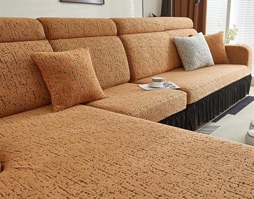 Universeller Stretch-Sofabezug mit Rüschenrock, waschbar, 5-Sitzer-Couchschutz (300350 cm), hohe Elastizität, perfekt für Wohnzimmer und Lounge-Dekor, leicht zu reinigen von Generisch
