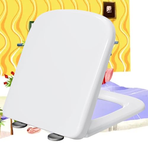 Universeller WC-Sitz mit Absenkautomatik, weiß, selbstschließender Klodeckel mit verstellbaren Scharnieren, Schnellverschluss für einfache Montage, ideal für Badezimmer, 34 x 45 cm Universeller WC-Sitz mit Absenkautomatik, weiß, selbstschließender Klodeckel mit verstellbaren Scharnieren, Schnellverschluss für einfache Montage, ideal für Badezimmer, 34 x 45 cm von Generisch