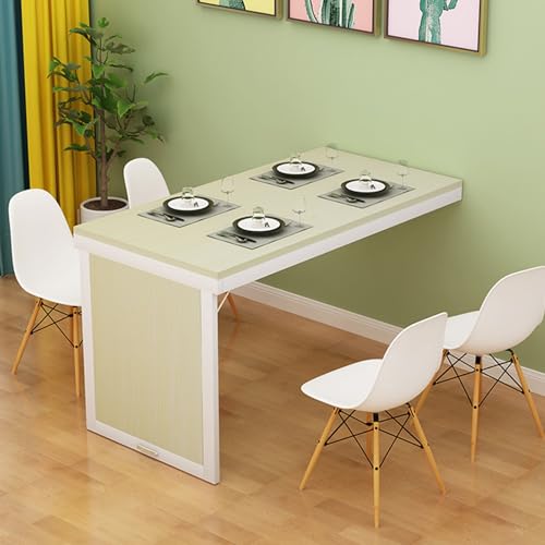 Unsichtbarer Teleskop-Klapptisch - Platzsparender Holzschreibtisch für Küche Esszimmer Wohnzimmer Balkon - Kompakte Wohnmöbel (Weiße Eiche + Weißes Finish) von Generisch