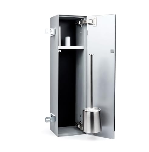 Unterputz Schrankmodul Bad befliesbar Hochschrank mit „Push to Open“-Funktion Türanschlag rechts seitlicher Papierausgabe Badezimmerschrank Toilettenpapierhalter WC-Bürstenhalterung Maße Höhe 66 cm von Generisch