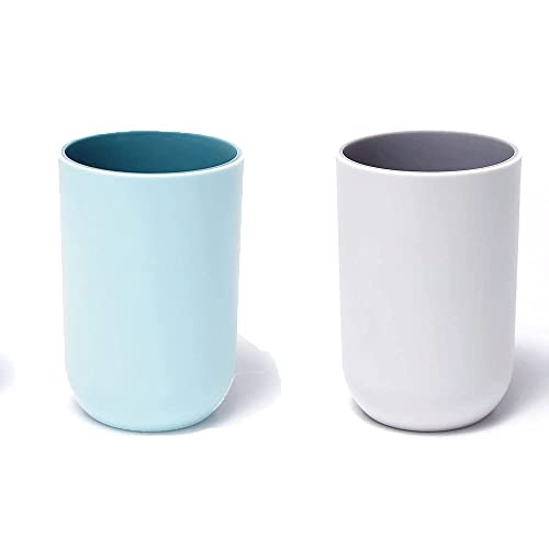 Unzerbrechliches, wiederverwendbares Wasserbecher-Set (2er-Pack), Hellblau und Hellgrau, 300 ml, Kunststoff-Zahnputzbecher, spülmaschinenfest von Generisch
