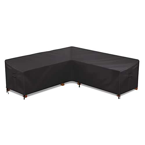 Upgrade 420D wasserdichte Gartenmöbelabdeckung, L-förmiger Rattan-Sofaschutz, langlebiger Staubschutz für Terrasse, Garten, passend für 200 x 270 x 82 x 90 cm Ecksofa von Generisch