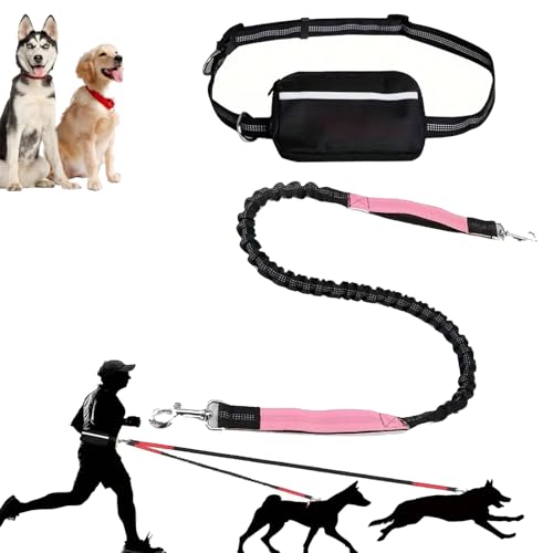 Upliftjoys Dog Leash, Upliftjoys Hands Free Dog Leash with Zipper Pouch, Dual Padded Handles Running Leashes for Medium and Large Dogs, Reflective Design for Walking Running (Pink,Single Rope) von Generisch