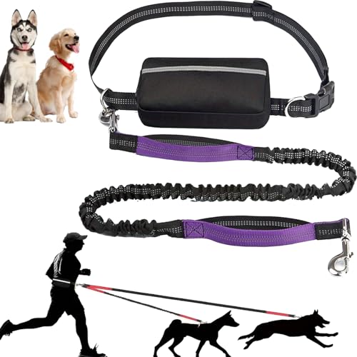 Upliftjoys Dog Leash, Upliftjoys Hands Free Dog Leash with Zipper Pouch, Dual Padded Handles Running Leashes for Medium and Large Dogs, Reflective Design for Walking Running (Purple,Single Rope) von Generisch