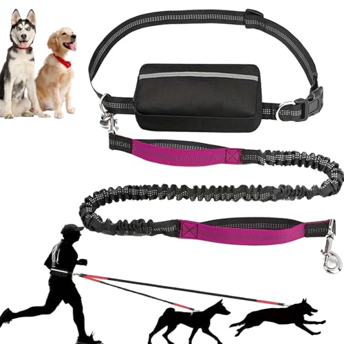 Upliftjoys Dog Leash, Upliftjoys Hands Free Dog Leash with Zipper Pouch, Dual Padded Handles Running Leashes for Medium and Large Dogs, Reflective Design for Walking Running (Rose,Single Rope) von Generisch
