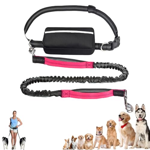 Upliftjoys Dog Leash, Upliftjoys Hands Free Dog Leash with Zipper Pouch, Retractable Dogs Leashes, Adjustable Dual Padded Handles, Reflective Design (Pink-Single) von Generisch