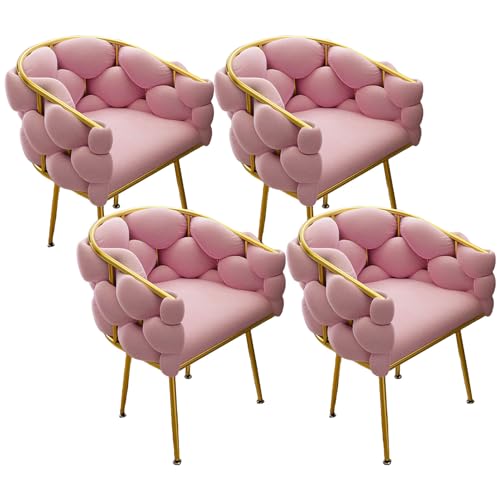 Urban Style Esszimmerstühle mit Stoff gepolstert, 4er-Set, mit einzigartiger Rückenlehne und goldenem Metallrahmen, perfekt für Küche, Wohnzimmer und Home Office von Generisch