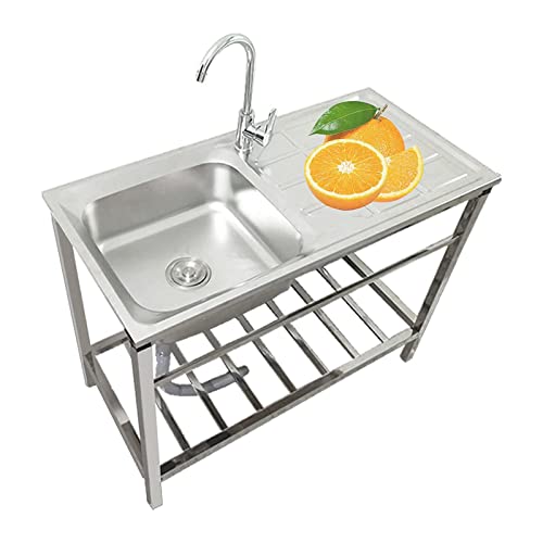Utility Sink Laundry Tub with Faucet Stainless Steel Commercial Kitchen Sink Set Multi-Functional Utility Washing Basin & Workbench with Storage Shelves for Indoor/Outdoor von Generisch